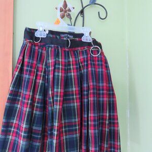 Current Mood Plaid Skirt - Zip up back with Silver Loops all along waistband